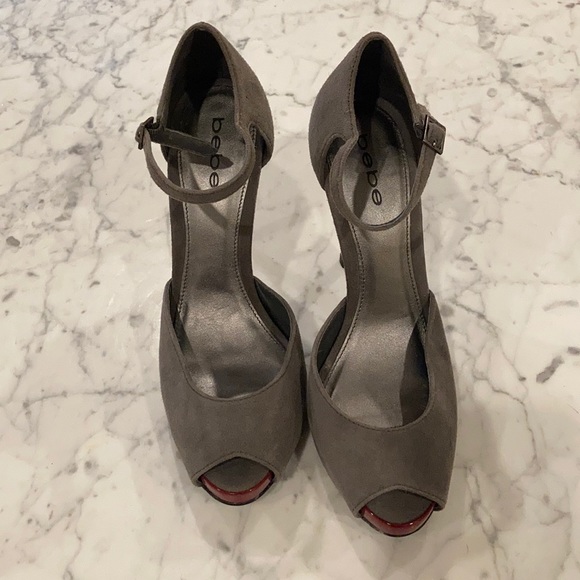 Bebe Jane Peep Toe Ankle Strap Heels - Picture 5 of 5